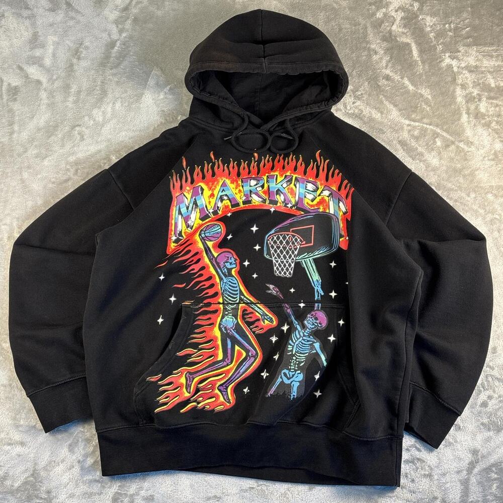 Market Studios Shelly Dunk Flame Hoodie XL Chinatown Basketball Graphic